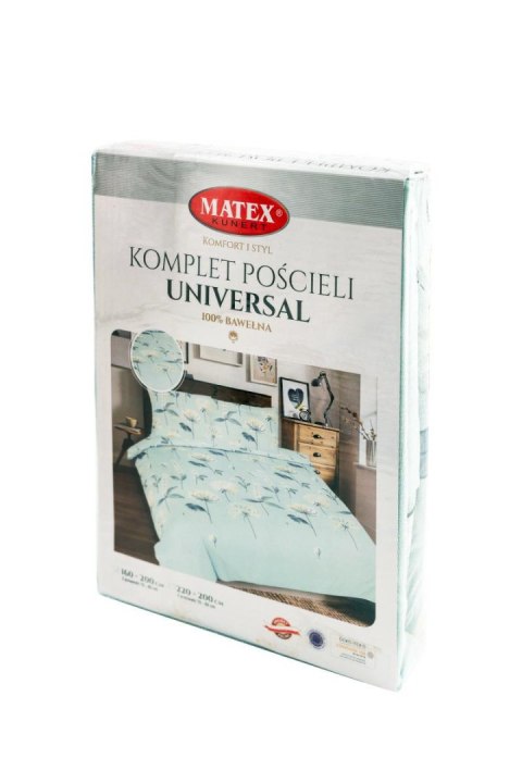Pościel bawełniana 160x200 Kwiaty miętowa Universal Matex Pościel bawełniana 160x200 Kwiaty miętowa Universal Matex