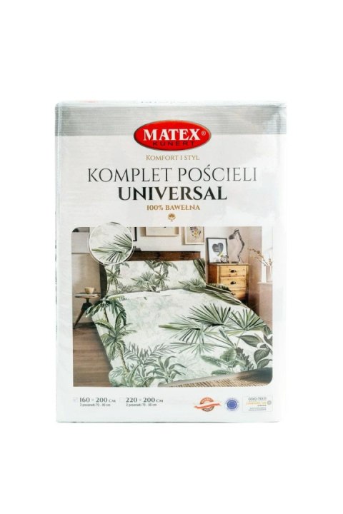Pościel bawełniana 160x200 Liście palmy zielona Universal Matex Pościel bawełniana 160x200 Liście palmy zielona Universal Matex