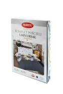 Pościel bawełniana 220x200 Liście geometria biała szara żółta grafitowa Universal Matex Pościel bawełniana 220x200 Liście geometria biała szara żółta grafitowa Universal Matex