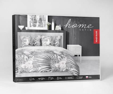 Pościel satynowa 140x200 szara liście 4401 B z jedną poszewką Home Satin 122 Pościel satynowa 140x200 szara liście 4401 B z jedną poszewką Home Satin 122