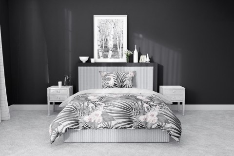 Pościel satynowa 140x200 szara liście 4401 B z jedną poszewką Home Satin 122 Pościel satynowa 140x200 szara liście 4401 B z jedną poszewką Home Satin 122