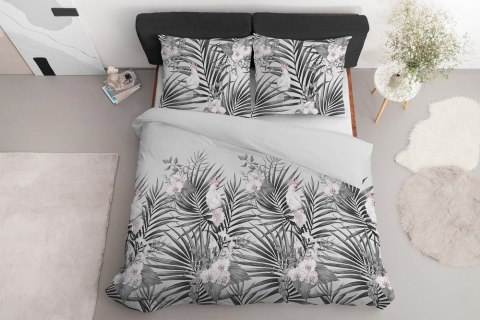 Pościel satynowa 140x200 szara liście 4401 B z jedną poszewką Home Satin 122 Pościel satynowa 140x200 szara liście 4401 B z jedną poszewką Home Satin 122