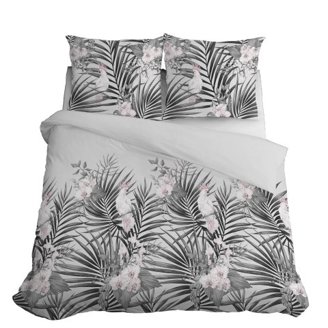 Pościel satynowa 160x200 szara liście 4401 B Home Satin 122 Pościel satynowa 160x200 szara liście 4401 B Home Satin 122