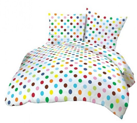 Pościel z kory 160x200 biała kolorowa grochy 030A KK053 Kora 23 Pościel z kory 160x200 biała kolorowa grochy 030A KK053 Kora 23