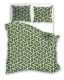 Pościel z mikrofibry 220x200 Harmony 10 liście geometria zielona kremowa Faro