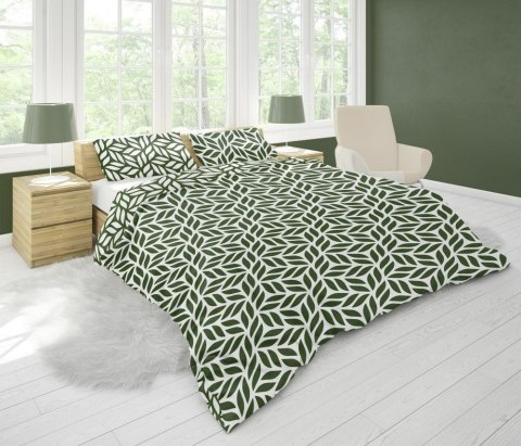 Pościel z mikrofibry 220x200 Harmony 10 liście geometria zielona kremowa Faro Pościel z mikrofibry 220x200 Harmony 10 liście geometria zielona kremowa Faro