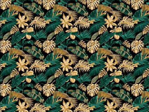Poszewka bawełniana 70x80 liście czarna zielona złota 1497N Classic Poszewka bawełniana 70x80 liście czarna zielona złota 1497N Classic