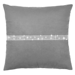 Poszewka dekoracyjna 45x45 Clare szara welurowa cyrkonie Domarex