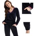 Dres damski długi 311 welurowy XL granatowy jednobarwny Luna Dres damski długi 311 welurowy XL granatowy jednobarwny Luna