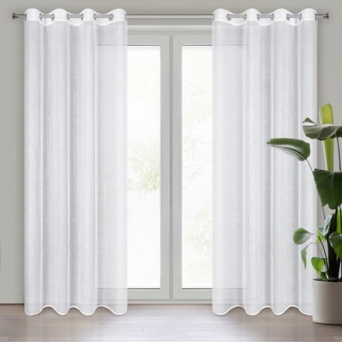 Firana 140x250 Lena biała srebrna z błyszczącym nadrukiem gotowa na przelotkach Eurofirany Firana 140x250 Lena biała srebrna z błyszczącym nadrukiem gotowa na przelotkach Eurofirany