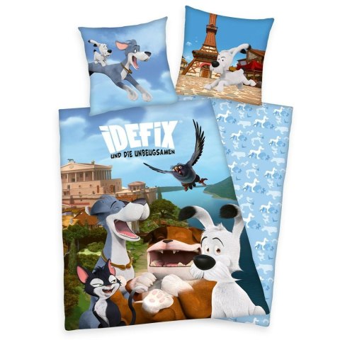 Pościel bawełniana 140x200 IDefix i niezłomni niebieska kolorowa poszewka 70x90 H23 Pościel bawełniana 140x200 IDefix i niezłomni niebieska kolorowa poszewka 70x90 H23