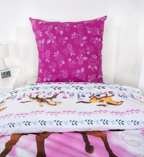 Pościel bawełniana 140x200 Spirit Konie najlepsze przyjaciółki dziewczynek różowa poszewka 70x90 H23 Pościel bawełniana 140x200 Spirit Konie najlepsze przyjaciółki dziewczynek różowa poszewka 70x90 H23