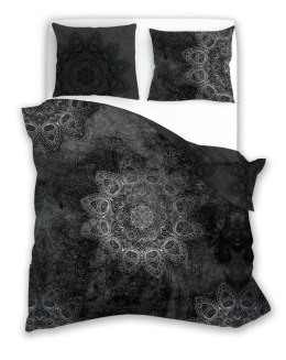 Pościel satynowa 140x200 Pure Mandala czarna poszewka 70x90 Faro