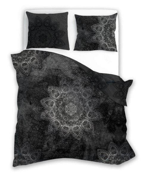 Pościel satynowa 140x200 Pure Mandala czarna poszewka 70x90 Faro