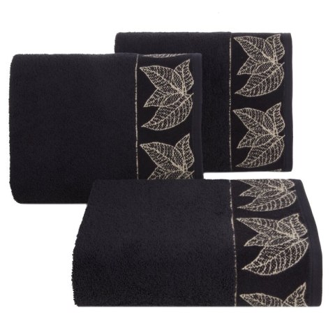 Ręcznik 70x140 Victoria 8 czarny złoty liście 500g/2 frotte Limited Collection Eurofirany Ręcznik 70x140 Victoria 8 czarny złoty liście 500g/2 frotte Limited Collection Eurofirany