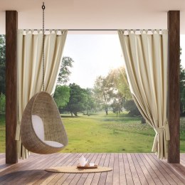 Zasłona gotowa 155x220 Garden beżowa jasna do ogrodu wodoodporna mocowana na szelki/rzep Eurofirany