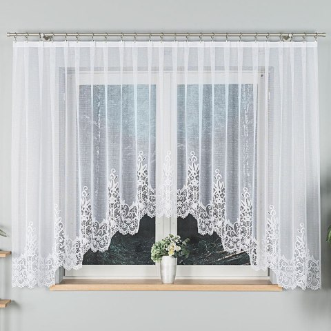 BERENIKA Firanka żakardowa gotowa, szerokość 400 x wysokość 160cm, kolor 001 biały 004304/FBL/001/400160/1