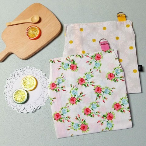 Fartuch kuchenny 60x75 Daisy szary żółty kwiatki bawełniany I 23 Fartuch kuchenny 60x75 Daisy szary żółty kwiatki bawełniany I 23