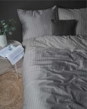 Pościel adamaszkowa 160x200 szara ciemna jednobarwna paski 1 cm Pure