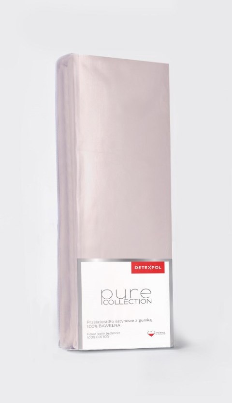 Prześcieradło satynowe z gumką 220x200 różowe pudrowe jednobarwne Pure Prześcieradło satynowe z gumką 220x200 różowe pudrowe jednobarwne Pure