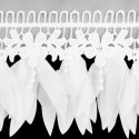 Firana 140x260 Sylvi biała gotowa na przelotkach zdobiona apikacją kwiaty i liście Eurofirany