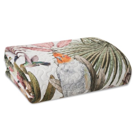 Narzuta dekoracyjna 170x210 Parrot zielona różowa liście papugi welurowa D91 Narzuta dekoracyjna 170x210 Parrot zielona różowa liście papugi welurowa D91