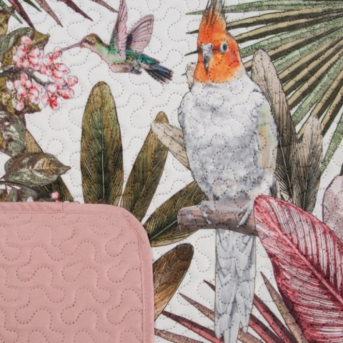 Narzuta dekoracyjna 200x220 Parrot zielona różowa liście papugi welurowa D91 Narzuta dekoracyjna 200x220 Parrot zielona różowa liście papugi welurowa D91