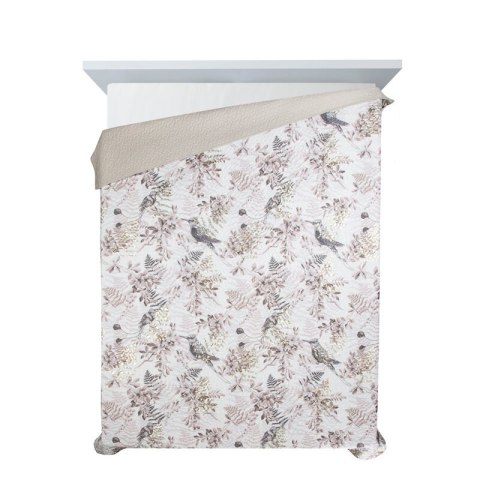 Narzuta dekoracyjna 200x220 Poly beżowa pudrowa liście ptaki welurowa D91 Narzuta dekoracyjna 200x220 Poly beżowa pudrowa liście ptaki welurowa D91