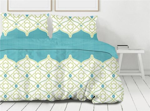 Pościel bawełniana 160x200 Cesare biała turkusowa geometria Premium Bielbaw 1 Pościel bawełniana 160x200 Cesare biała turkusowa geometria Premium Bielbaw 1