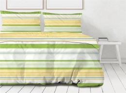 Pościel bawełniana 220x200 Action zielona żółta pasy Premium Bielbaw 1