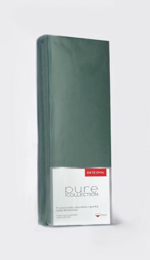 Prześcieradło satynowe z gumką 140x200 oliwkowe jednobarwne Pure Prześcieradło satynowe z gumką 140x200 oliwkowe jednobarwne Pure