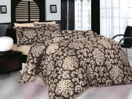 Pościel satynowa 160x200 orientalna ornamenty brązowa beżowa Valentini Era Kawa