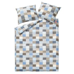 Pościel z kory 160x200 wzór 96/1 Paczłork niebieski na guziki 100% bawełna gruba