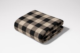 Koc narzuta z mikrofibry 130x170 beżowy czarny krata Retro Check Lato 24