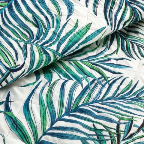 Narzuta dekoracyjna 220x240 Palms 2 biała turkusowa liście D91 A Narzuta dekoracyjna 220x240 Palms 2 biała turkusowa liście D91 A