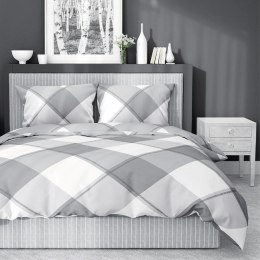 Pościel satynowa 180x200 4450 A biała szara kratka Home Satin 126