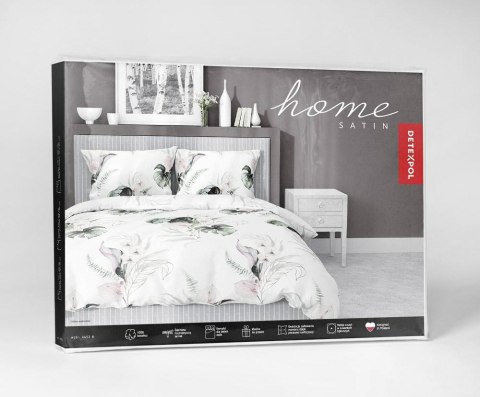 Pościel satynowa 180x200 4452 B biała zielona pudrowa liście monstery Home Satin 126 Pościel satynowa 180x200 4452 B biała zielona pudrowa liście monstery Home Satin 126