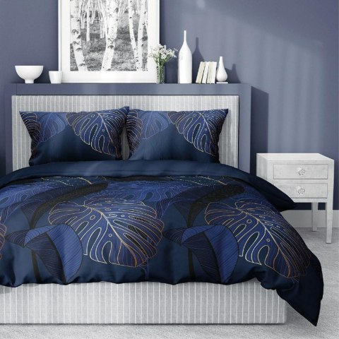 Pościel satynowa 180x200 4456 B granatowa złota liście Home Satin 126 Pościel satynowa 180x200 4456 B granatowa złota liście Home Satin 126