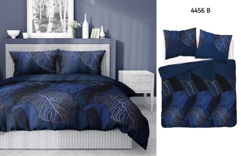 Pościel satynowa 180x200 4456 B granatowa złota liście Home Satin 126 Pościel satynowa 180x200 4456 B granatowa złota liście Home Satin 126
