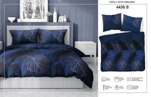 Pościel satynowa 180x200 4456 B granatowa złota liście Home Satin 126 Pościel satynowa 180x200 4456 B granatowa złota liście Home Satin 126