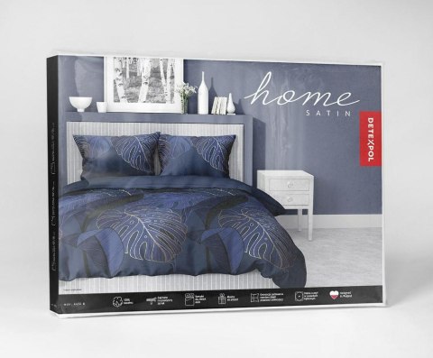 Pościel satynowa 180x200 4456 B granatowa złota liście Home Satin 126 Pościel satynowa 180x200 4456 B granatowa złota liście Home Satin 126