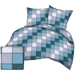 Pościel z kory 140x200 kostka kratka niebieska geometria 3D-1112C
