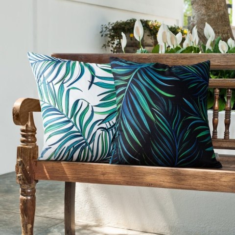 Poszewka dekoracyjna 40x40 Palm 02 biała turkusowaZ liście D91 A Poszewka dekoracyjna 40x40 Palm 02 biała turkusowaZ liście D91 A