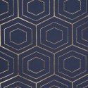 Zasłona 135x250 Kaja granatowa złota geometryczna gotowa na przelotkach Eurofirany E11 Zasłona 135x250 Kaja granatowa złota geometryczna gotowa na przelotkach Eurofirany E11