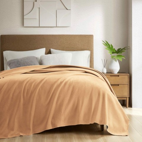 Koc bawełniany akrylowy 150x200 Mono pled musztardowy I23 Koc bawełniany akrylowy 150x200 Mono pled musztardowy I23