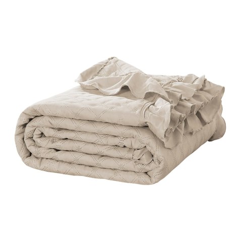 Narzuta z falbanką 200x220 Ruffy beżowa falbanka romby glamour dekoracyjna I2 Narzuta z falbanką 200x220 Ruffy beżowa falbanka romby glamour dekoracyjna I2