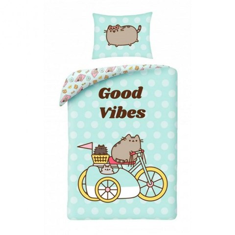 Pościel bawełniana 160x200 Pusheen mały kotek miętowa poszewka 70x80 Halantex Pościel bawełniana 160x200 Pusheen mały kotek miętowa poszewka 70x80 Halantex