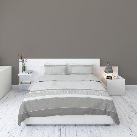 Pościel flanelowa 220x200 beżowa pasy ornamenty 4520 B Flanela 2023 Pościel flanelowa 220x200 beżowa pasy ornamenty 4520 B Flanela 2023
