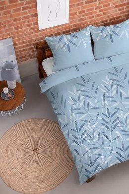 Pościel flanelowa 220x200 niebieska liście łąka 4519 B Flanela 2023