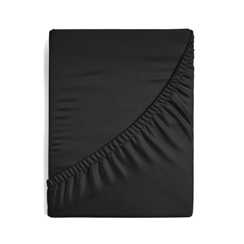 Prześcieradło satynowe z gumką 100x200 Nova czarne na wysoki materac 25 cm Eurofirany Prześcieradło satynowe z gumką 100x200 Nova czarne na wysoki materac 25 cm Eurofirany
